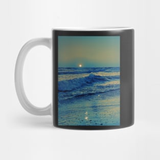 Photo of sunset on the ocean with waves and beach Mug